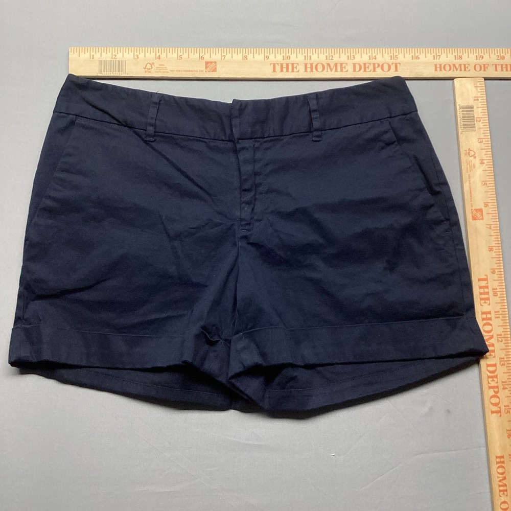 Maison Jules Maddie Everyday Short Womens 6 Navy Blue Chino Cuffed Stretch